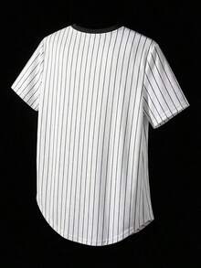 Camiseta de hombre con estampado de letras a rayas, estilo veraniego, ropa urbana. - Colores mixtos - Ver 2