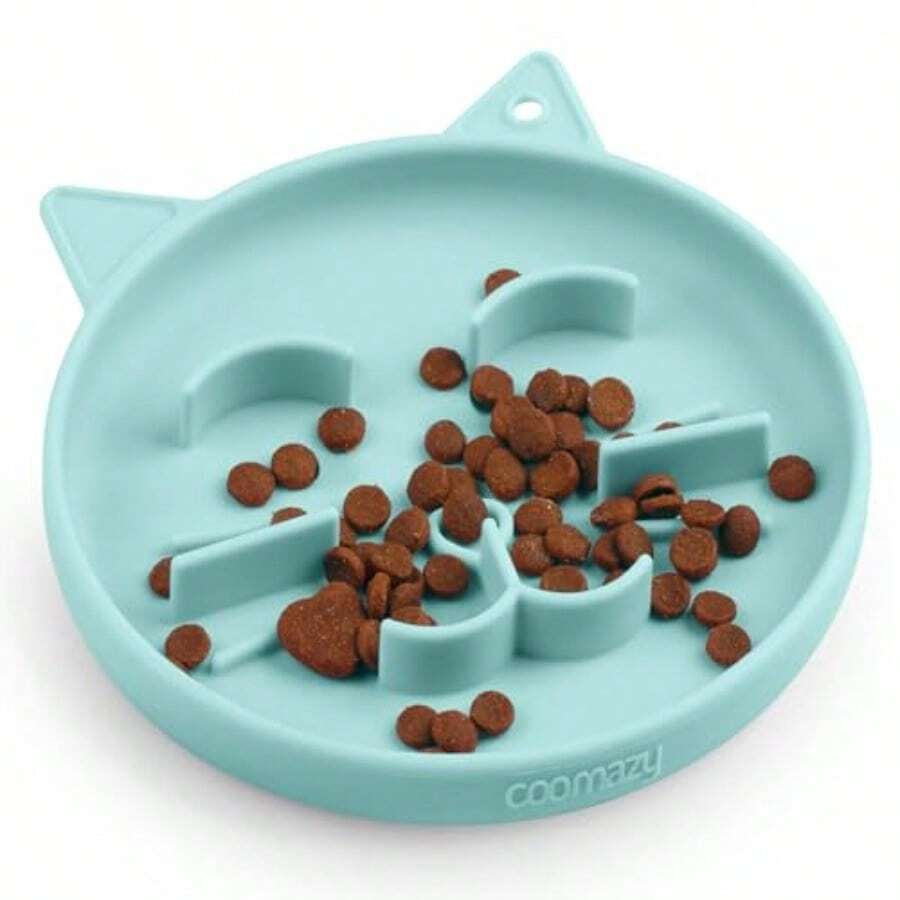 Silicone Slow Feeder Dog Cat Bowls Interactive Puzzle Toy For Pets Dry/Wet Food Training Keeps Dogs Cats Busy Prevents Puppy Kitty Overeating Cyan 0.8 Cup - 0.8 杯 - 查看 1