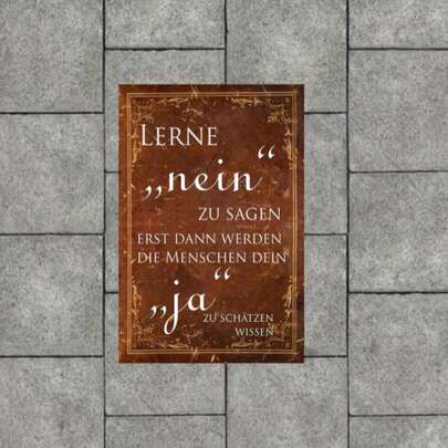 Cartel de metal motivacional - Placa decorativa con cita resistente a la intemperie para espacios interiores y exteriores, tablero de mensajes con estilo rústico que presenta una frase inspiradora "Aprende a decir no" para la sala de estar, dormitorio, oficina, cocina y entradas, regalo universal perfecto para fiestas, sin necesidad de electricidad, acento para el hogar duradero para decoración moderna y clásica