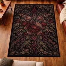 Gothic Floral Mandala Dark Area Rug, Boho Gothic Living Room Area Decor, 32*20inch /84*60inch,Perfect Choice For Gift ,Stylish And High-Quality Rugs, Perfect For  Decorations And GiftsHome Decor, The Best Choice For Gothic-Style Birthday Gifts - 彩色 - 查看 3