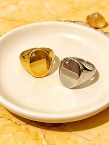 خاتم رجالي من الفولاذ المقاوم للصدأ 316L مطلي بالفراغ بتصميم بيضاوي أنيق وعصري، مقاوم للماء وغير قابل للبهتان وغير مسبب للحساسية، مزين بحجر زركونيا صغير، مناسب للارتداء اليومي والمناسبات والأعياد - خاتم رجالي بيضاوي صغير مصقول من - مشاهدة 6