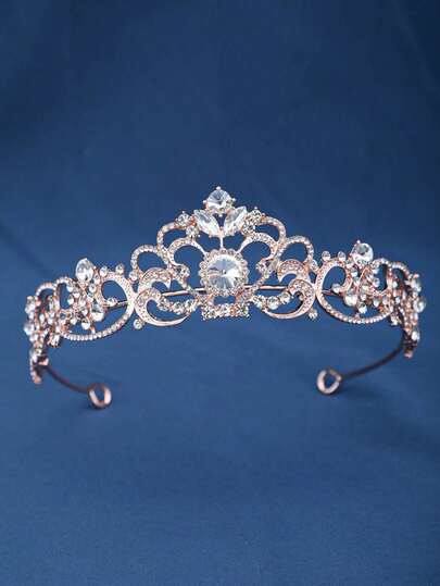 1pc Elegant Baroque Crystal Crown, Bridal Wedding Headpiece, Women's Party Event Hair Accessory