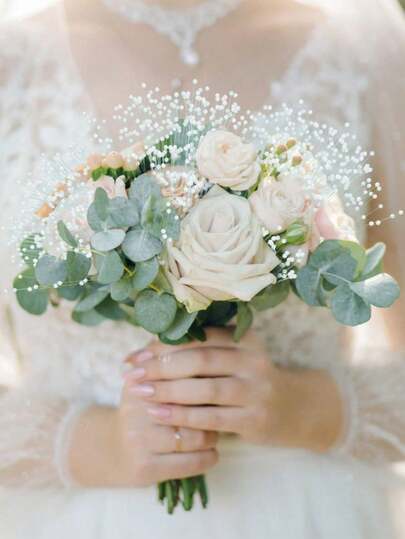 50/30/10 st mini-fauxpärlblommor, vita pärlpärlor, lämpliga för brudbröllopspärlblomsterbukett, festdekor, gör-det-själv-krans, brudbröllopspärlblomsterbukettdekor, hemfestdekor, hantverk, presenter, födelsedag, examensceremoni