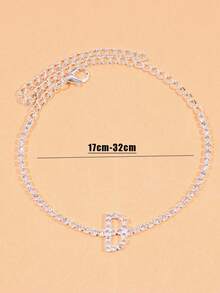 1pc Silver Bohemian Style Letter B Rhinestone Anklet, Women Summer Beach Holiday Ankle Chain - Silver - View 5