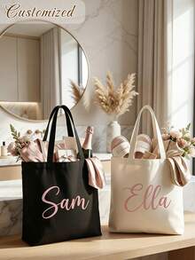 Custom Name Tote Bag Personalized Tote Bridesmaid Tote Wedding Gift Bag Bridal Party Tote Bachelorette Tote Reusable Gift Bag - Multicolor - View 5