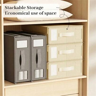 Fabric Wardrobe Storage Box - Foldable Drawer Storage Bin For Clothes, Towels, Underwear, Can Be Used As Wardrobe Divider | Foldable, Stackable, With Handle, Space-Saving, Suitable For Bedroom, Wardrobe, Vanity