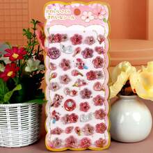 1/2/4pcs New Japanese Style 3D Embossed Cherry Blossom Stickers, Children/Girls Rhinestone Crystal Stickers, Fun Creative Diamond Phone Decorative Stickers - Multicolor - View 8
