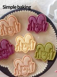 A Cute Little Rabbit-Shaped Cookie Cutter, A Cookie Stamp Featuring A Little Rabbit, Chrysanthemum And Rose Patterns, A Kitchen Parent-Child Cookie Mold, A Set Of Love Snacks-Making Tools For Giving To Mom. - View 9