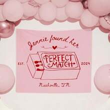 1pc Personalized Bachelorette Party Decorations, Custom Name She Found Her Perfect Match Bachelorette Tapestry, Her Perfect Match Pink Bach Banner, Pink Themed Photo Backdrop For Bride To Be Party - Nhiều màu - Xem 1