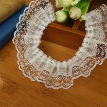 1pack 2Yard Multi-Coloured Pleated Lace, DIY Dress Accessories, Pet & Doll Embellishments Sewing Accessories Clothing Supplies-DCFV - White - 查看 13