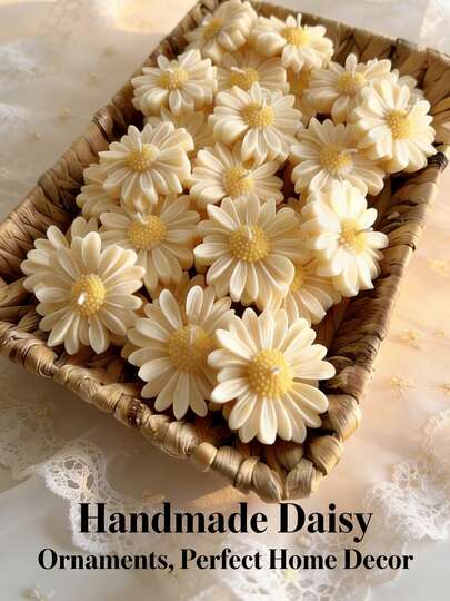 10/4/1pc Daisy Shaped Candle Set - Wedding Favor Basket, Bridal Shower Decor, Soy Wax Scented Candles, Minimalist Floral Tabletop Centerpiece