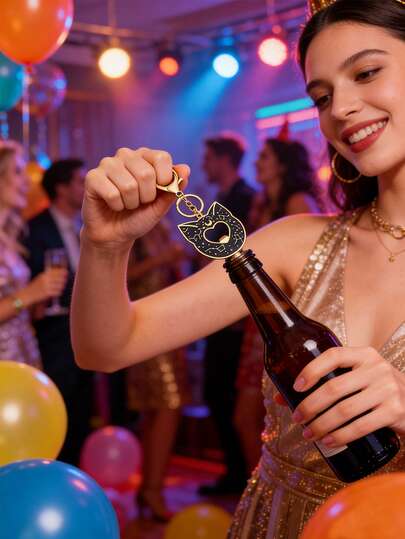 1pc Creative Fashion Realistic Black Cat Bottle Opener, Cute Cat Keychain Bottle Opener, Zinc Alloy Material Durable, Gothic Style, Popular Cute Black Cat & Moon Pattern, Suitable As Gift For Family & Friends, Daily Decor, Car Accessories, Bag Decor, Applicable For Kitchen, Home, Bar, Travel, Wedding Party, Birthday Souvenir