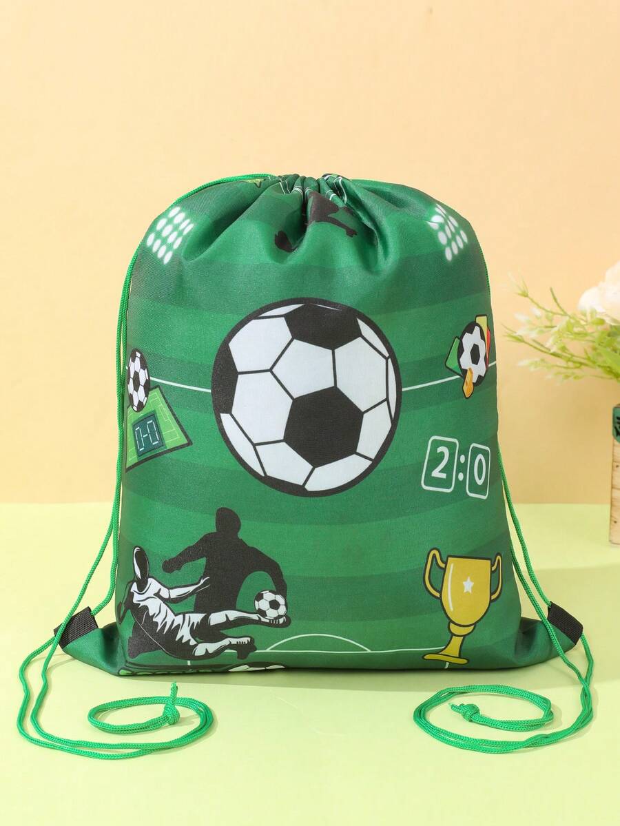 6件套足球抽绳袋、背包、礼品袋、户外背包、足球派对用品、一周岁生日派对装饰、婴儿派对装饰、婴儿派对回礼、足球比赛装饰、世界杯装饰、性别揭晓派对用品、旅行用品、健身装备、单身派对用品、生日礼物