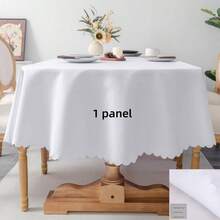 1 chiếc khăn trải bàn hình chữ nhật màu trắng, làm từ vải polyester, có thể giặt, chống nhăn và bền, có thể tái sử dụng cho nhà bếp, phòng ăn, tiệc tùng, đám cưới, cắm trại và các dịp trang trí khác. - trắng - Xem 4
