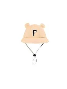 1 pieza Sombrero ajustable y transpirable para niños con 26 letras personalizadas, sombrero de cubo para protección solar en la playa, adecuado para actividades al aire libre, uso diario y como regalo de cumpleaños para niñas pequeñas y bebés - Caqui - Ver 9