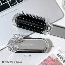 1 pieza Cepillo de pelo plegable con espejo de maquillaje, peine de cojín de aire portátil mini, herramienta de peinado suave para uso diario y viajes, accesorios de moda para el cabello para mujeres, para peluquería, salón de belleza, artículos esenciales de viaje, productos para el cabello, kit de herramientas para el cabello para el hogar, el sueño y el baño - Multicolor - Ver 5