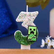Nến sinh nhật số chủ đề Creeper trong Minecraft, nến trang trí bánh không khói, hiệu ứng ombre lấp lánh, trang trí tiệc sinh nhật cho trẻ em, trang trí bánh sinh nhật cho người lớn và trẻ em theo chủ đề Minecraft, màu xanh lá cây. - Mảnh duy nhất - Xem 19