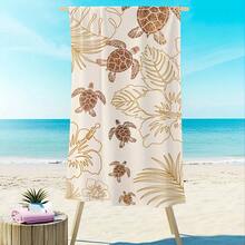 1pc Large Microfiber Beach Towel With Brown Turtle Pattern Design, Perfect For Camping And Beach Vacations, Sports, Spas, Yoga, Hotels, And Gyms. - Multicolor - View 4