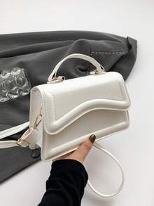 Minimalist Stylish Casual Handbag, New Retro Fashion Underarm Bag, Solid Color Shoulder Bag For Commuting - Beige - View 8