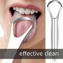 3pcs Stainless Steel Tongue Scraper Set, For Removing Tongue Coating & Reducing Bad Breath, Oral Hygiene Tool, Easy To Use Oral Cleaning Kit - Silver - View 2