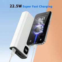 22.5W Fast Charging Portable Power Bank With Real-Time Battery Level Display, DP 20W Fast Charging, Ultra-Slim Design, Supports Type-C Bidirectional Charging, Portable External Battery Pack Compatible With IPhone 16/15/14/13/12/11 And Android Series. - 黑色 - 查看 3