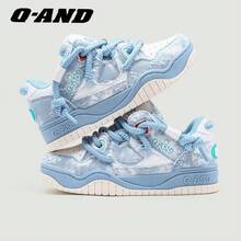 Q-AND Denim & Canvas Sneakers, New Autumn Breathable Unisex Casual Thick Sole Shoes For Students - Glacier Blue - View 2