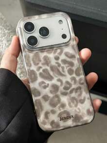 Luxury Leopard Print & Shell Pattern Phone Case Compatible With IPhone 17ProMax, 17Pro, 17Air, 17, 16, 15, 14 Plus, 13, 12 Pro Max, 11, Fashionable Anti-Drop Back Cover - Gray Leopard Print - View 3