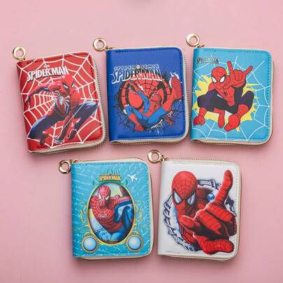 Disney スパイダーマン スパイダーコインケース、アベンジャーズヒーローコインケース、カードホルダー、レザーウォレット