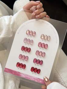 10毫升新款粉金柔光猫眼凝胶指甲油 2026流行新款闪粉甜美粉桃色玻璃珠猫眼美甲美甲用品粉色美甲红色美甲 - 彩色 - 查看 22