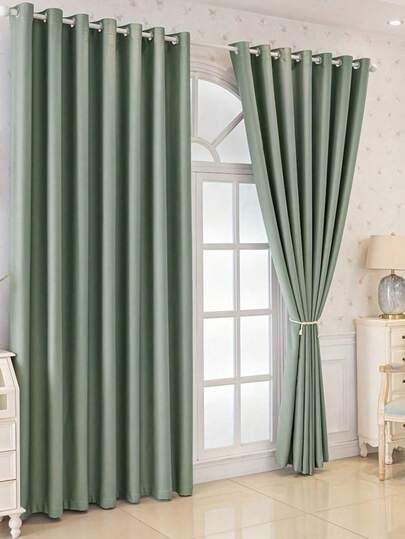 2片装遮光窗帘，适用于客厅、阳台、餐厅、卧室、家庭和办公室，带金属环，安装简便。