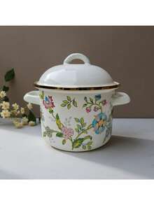 1pc Enamel Pot With Dual Handles, Thick Enamel Small Soup Pot, Multifunctional Rice Cooker, Instant Noodle Pot, Household Lard Jar, Suitable For Induction Cooktop, Small Soup Pot, Bowl Lid, Cream Jar - View 13