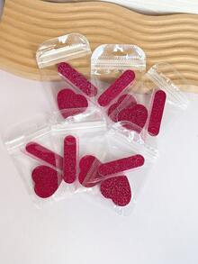 3pcs/Set Red & Pink Holiday Nail File Buffing Block Remover Sponge Nail Care Tool Kit, Manicure Set For Valentine's Day & New Year With Heart Design - Multicolor - View 14