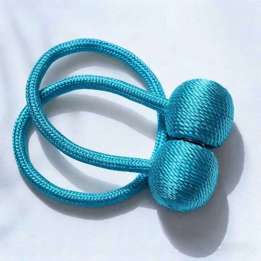 2pcs Magnetic Curtain Tiebacks, Creative Curtain Hooks, Curtain Tie Ropes - Baby Blue - View 1