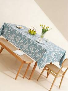 Nappe rectangulaire imperméable à l'eau et à l'huile, facile à nettoyer, avec motif imprimé bleu. Convient pour le camping, les tables à manger intérieures et extérieures. Durable. - Bleu azur - Voir 6