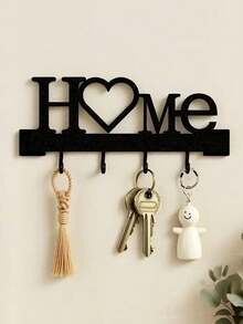 1 móc treo chìa khóa HOME gắn tường, giá để đồ lối vào có móc, không cần khoan, trang trí nhà cửa cho phòng khách - Nhiều màu - Xem 2