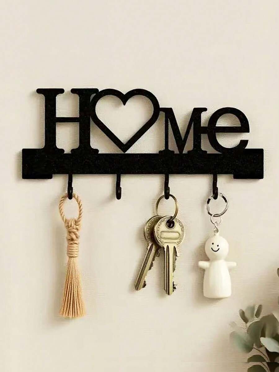 1 móc treo chìa khóa HOME gắn tường, giá để đồ lối vào có móc, không cần khoan, trang trí nhà cửa cho phòng khách