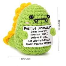 1件迷你恐龙复活节篮子填充物礼物手工钩织动物恐龙男女朋友同事自我护理心理健康生日礼物创意。 - 彩色 - 查看 2