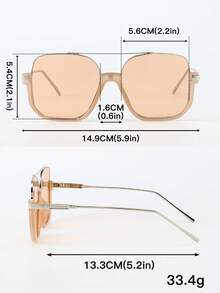 1 par de gafas de moda minimalistas y retro de gran tamaño para mujer - Té con marco rosa - Ver 4