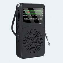 便携式收音机，支持AM/FM/SW频段，电池供电，配备3W大扬声器，晶体管收音机接收效果极佳，带背夹，可放入口袋，内置手电筒、3.5mm耳机插孔和调谐指示灯，是送给长辈的理想礼物。 - 查看 9