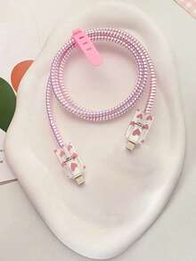 4件套数据线保护套装 - 2个充电线保护套 + 1个1.4米绕线器 + 1个防断裂充电线保护壳，兼容苹果数据线 - 彩色 - 查看 2