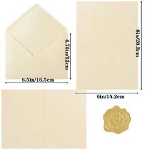 30/10 包乳白色 A6 信封，10x15 厘米，包含 4x6 英寸厚折叠卡纸和金色贴纸，适用于贺卡、婚礼、生日、邀请函、婴儿派对等场合。 - A6 - 查看 2