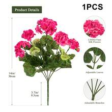 1/3/80支装 14英寸人造非洲菊，红色塑料花，适用于家居办公室花束中心装饰、农舍装饰、生日派对、婚礼装饰、春夏季 - 深玫紅 - 查看 3