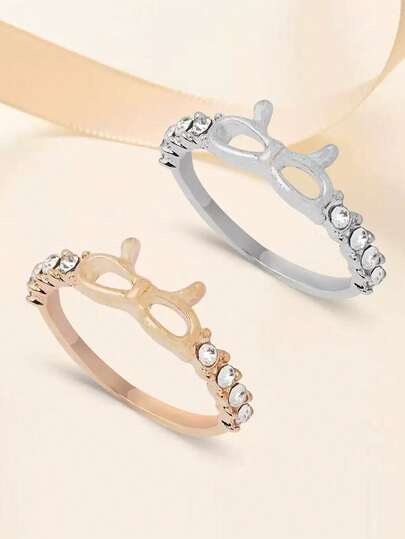 1 Pair Couple Rings, Bowknot Decor Versatile Rings, Excellent Gift Choice