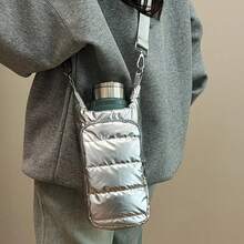 1pc Outdoor Water Bottle Sleeve, Water Bottle Bag, Bicycle Water Bag, Casual Shoulder Bag, Sports Crossbody Bag, Minimalist Down Small Square Bag, Fashionable Warm Water Bottle Pouch, Convenient Storage For Water Bottle, Phone, Keys, Outdoor Sports Cycling Accessories, Camping Hiking - Multicolor - View 3