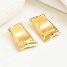 一对不对称立方体耳钉，百搭日常佩戴，适合女性 - 金色 - 查看 6