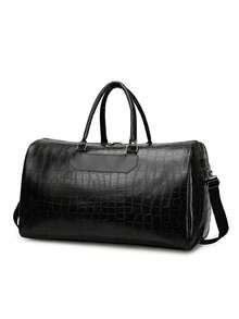 1 pieza Bolsa de viaje de fin de semana para hombres, bolso de mensajero de gran capacidad con diseño de estampado de tiburón, bolso de mano, bolso deportivo casual de moda, bolso de hombro para viajes, de piel de PU resistente a los arañazos, bolsa de equipaje para deportes, camping y viajes, bolsa de senderismo - Multicolor - Ver 11