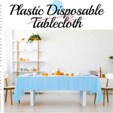 Bộ 10 khăn trải bàn nhựa màu hồng đậm, kích thước 54" x 108", khăn trải bàn dùng một lần hình chữ nhật, khăn trải bàn nhựa dùng cho các bữa tiệc. - màu xanh nhạt - Xem 3