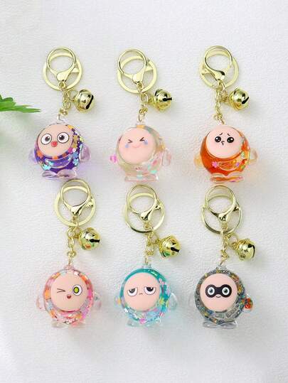 1个卡通蛋黄流沙钥匙扣吊坠，精致包包装饰配件
