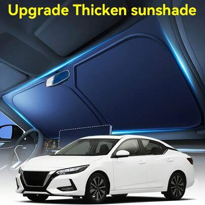 Portable Car Sun Shade, Upgraded Thicker Sun Visor, Single-Piece Windshield Sun Shade, Easy Installation And Foldable Storage, Highly Effective Heat Blocking Car Sunshade, Strongly Blocks Glaring Sunlight And UV, Protects Interior And Privacy, Fashionable Multifunctional Car Sun Visor, Made Of Durable Material With Attractive Design, Essential Sun Protection For Driving, Suitable For Sedans And SUVs