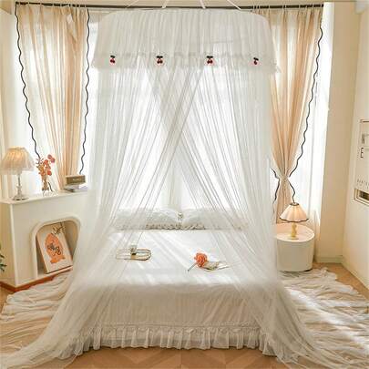 圆顶吊挂式蚊帐，公主风免打孔家用吊顶式防蚊装饰网，四季通用，适用于各种床型，卧室、酒店等场所安装简便。